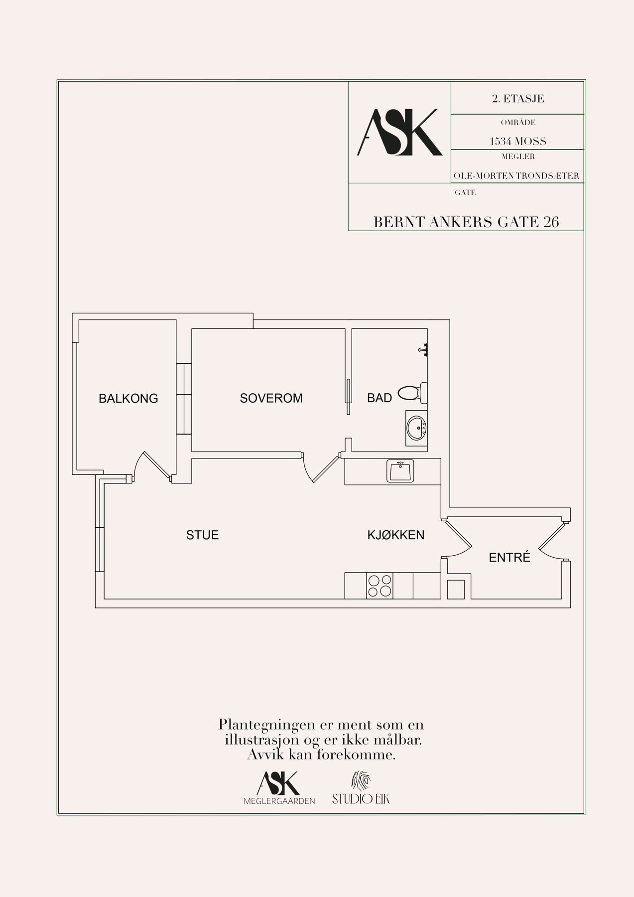 Plantegning - Leiligheten ligger i 2. etasje Galleribilde