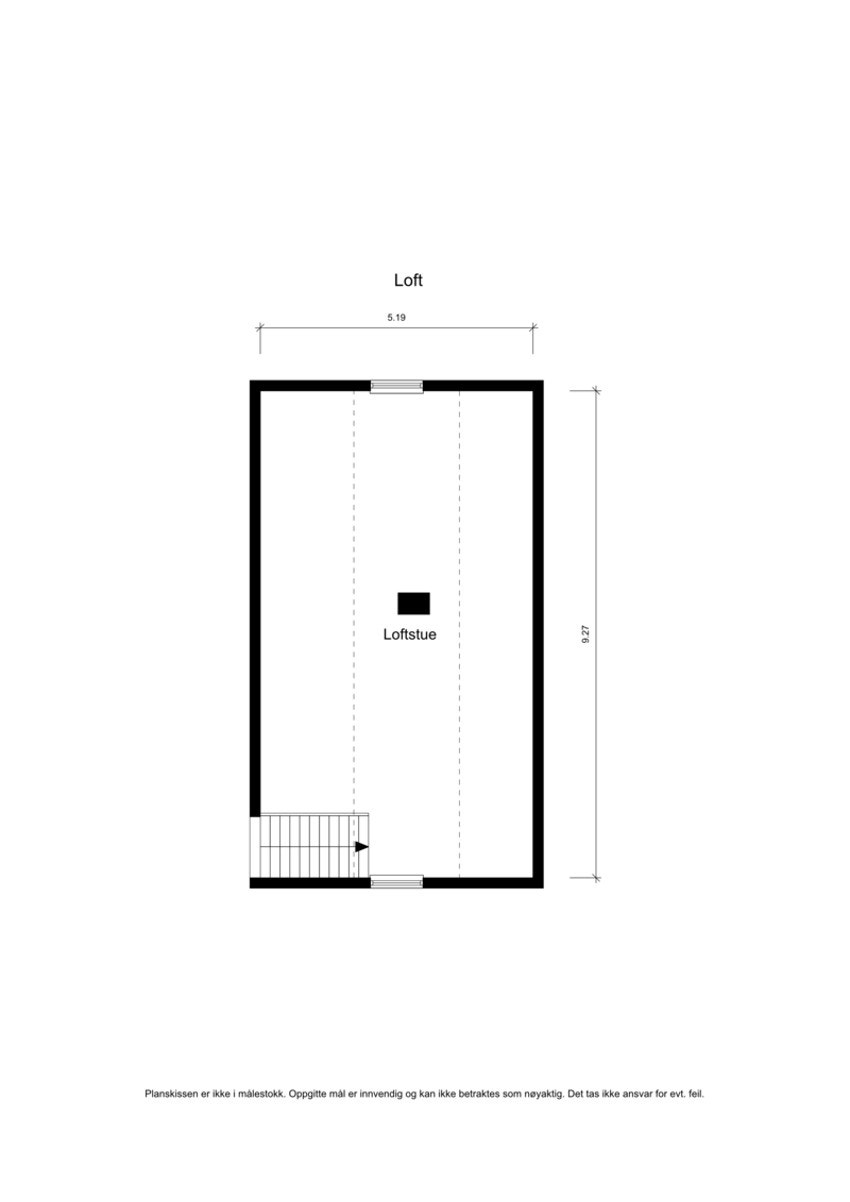 Plantegning loft - dette brukes som lagringsplass Galleribilde