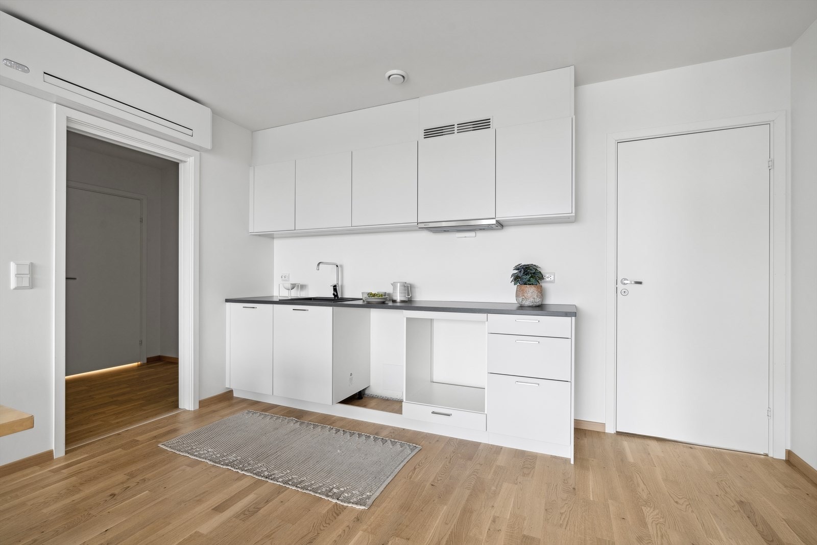 Kjøkken vil bli levert med vaskemaskin, komfyr og induksjonstopp fra Siemens. Galleribilde