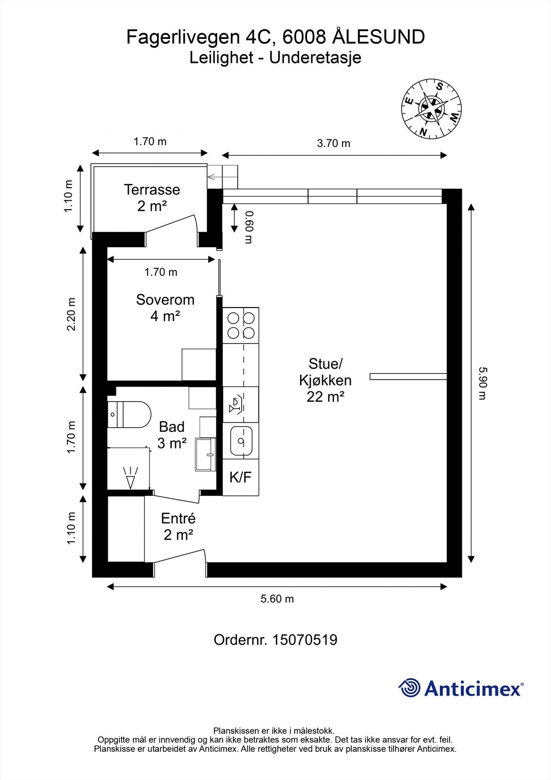 Målsatt plantegning Galleribilde