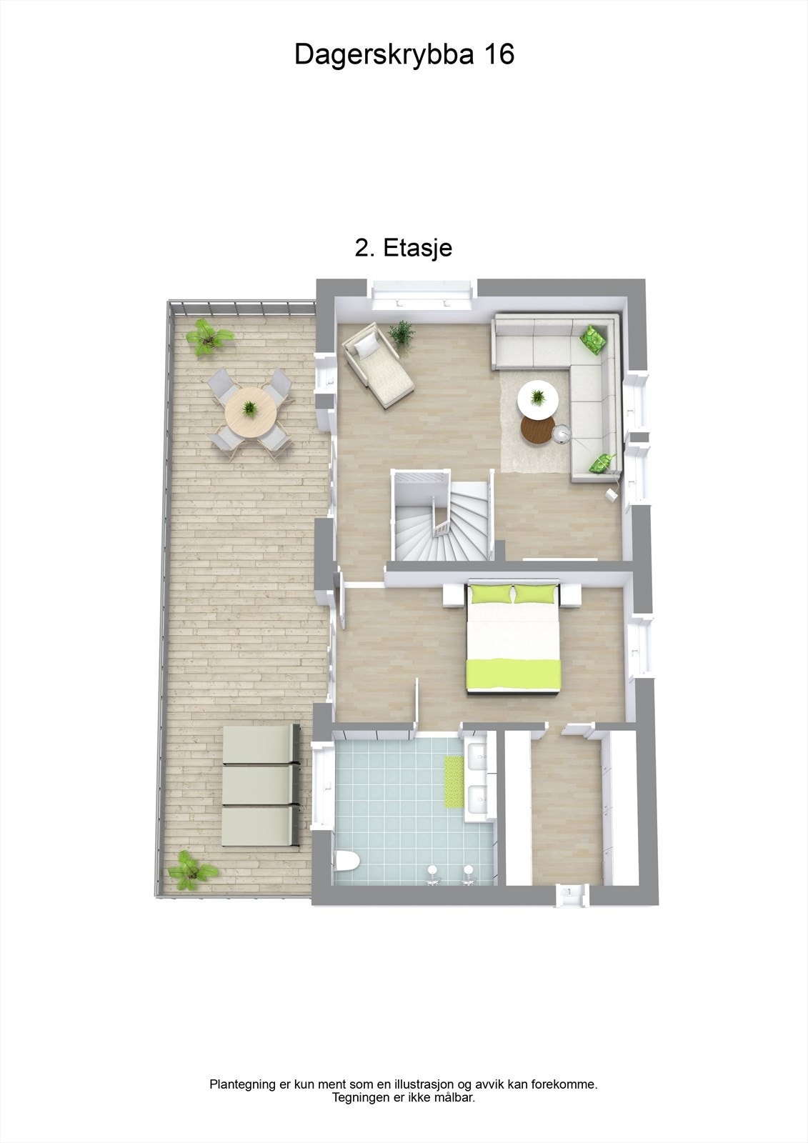 3 D plantegning 2 etasje Galleribilde