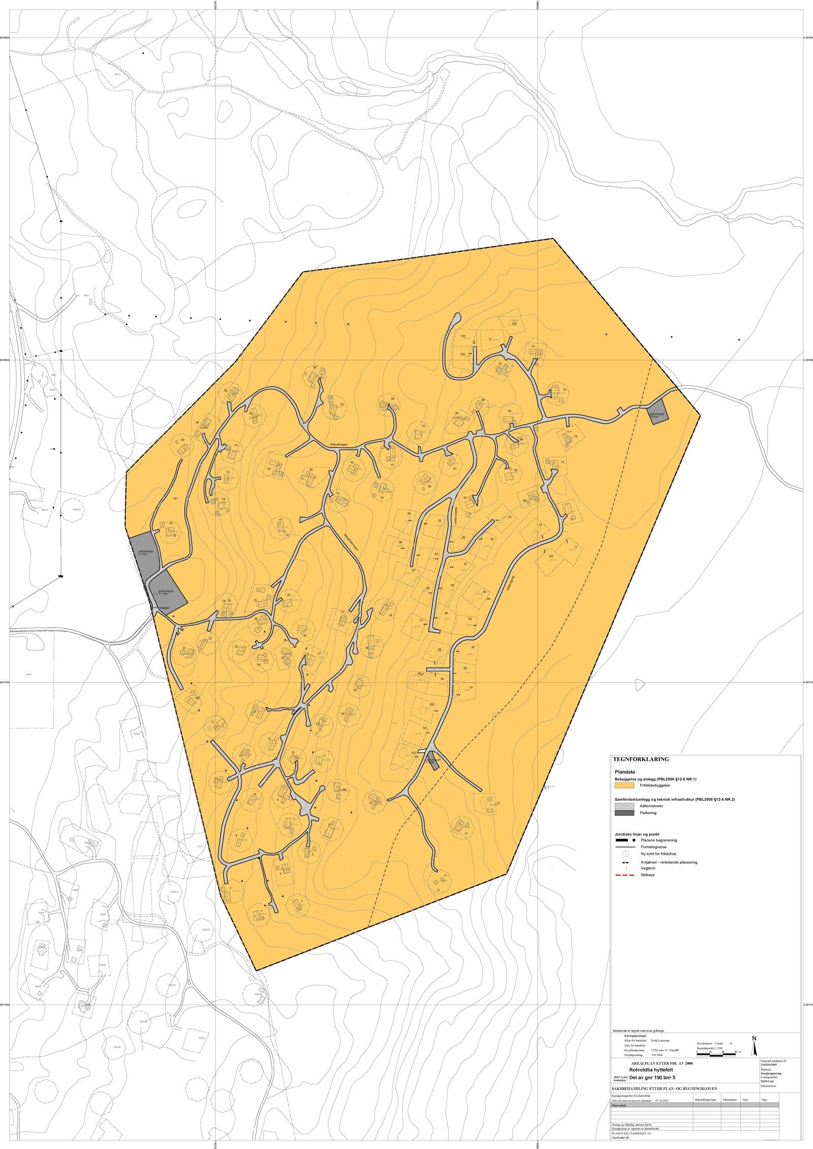 Plankart_Rotvoldlia hyttefelt_A0_M1500_revidert 07.10.2023 Galleribilde