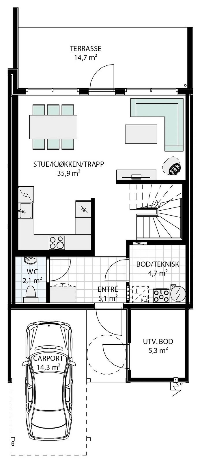 Plantegning 1.etg Galleribilde