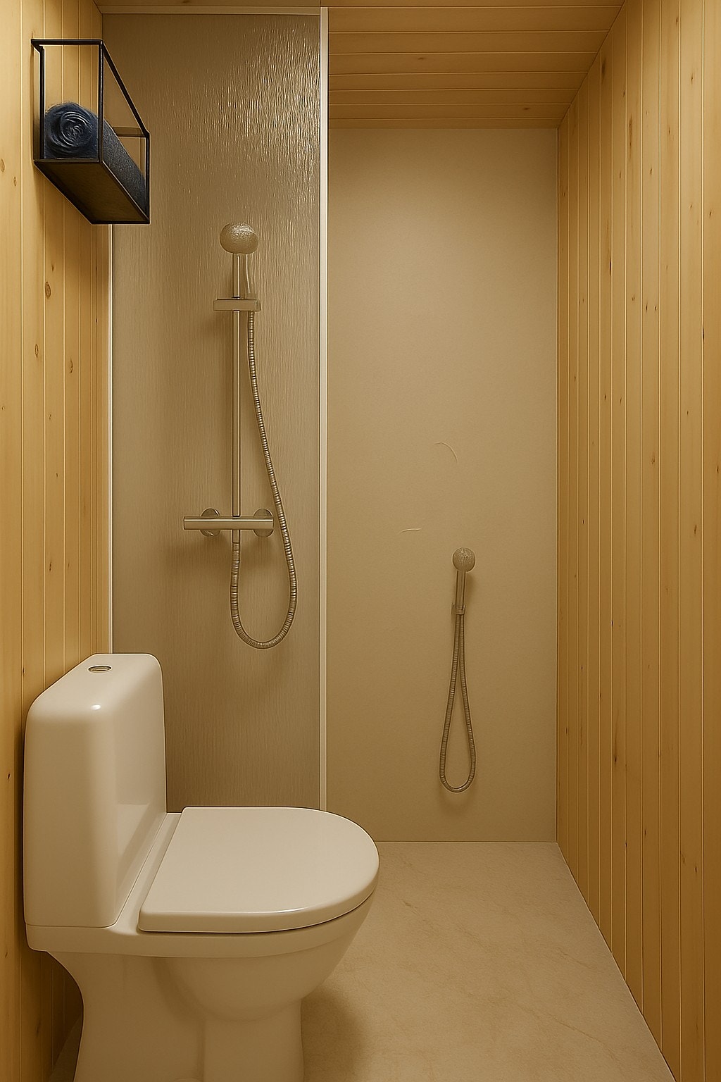 Løsning for bad som tilhører soverom 3 AI Generert bilde av slik det blir) se plantegning for størrelse og mål. dette bilde gir et realistisk bilde av hvordan det blir mtp størrelse og utførelse / fargevalg) Galleribilde