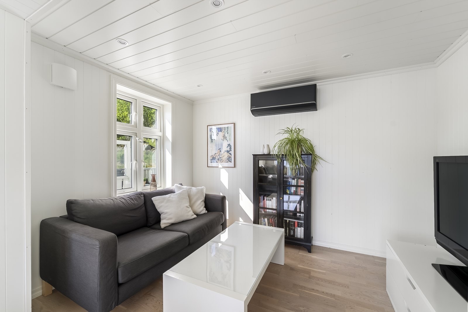 Tv-stuedel i stua med varmepumpe. Galleribilde