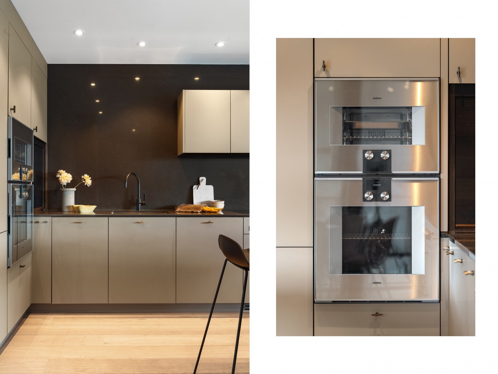 - Integrerte hvitevarer fra kvalitetsleverandøren Gaggenau: stekeovn, kombiovn, keramisk platetopp med integrert ventilator, oppvaskmaskin, vinskap og kjøle-/fryseskap - Galleribilde