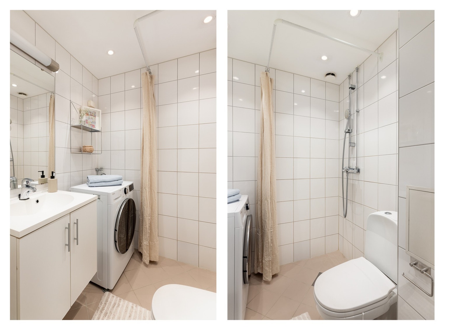 Gulvet har elektriske varmekabler med termostatstyring, og det er opplegg for vaskemaskin. Galleribilde