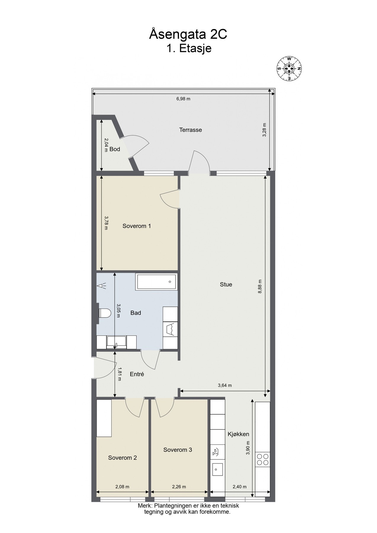 Lys og gjennomgående planløsning med stor balkong. Praktisk bod på balkongen. Galleribilde