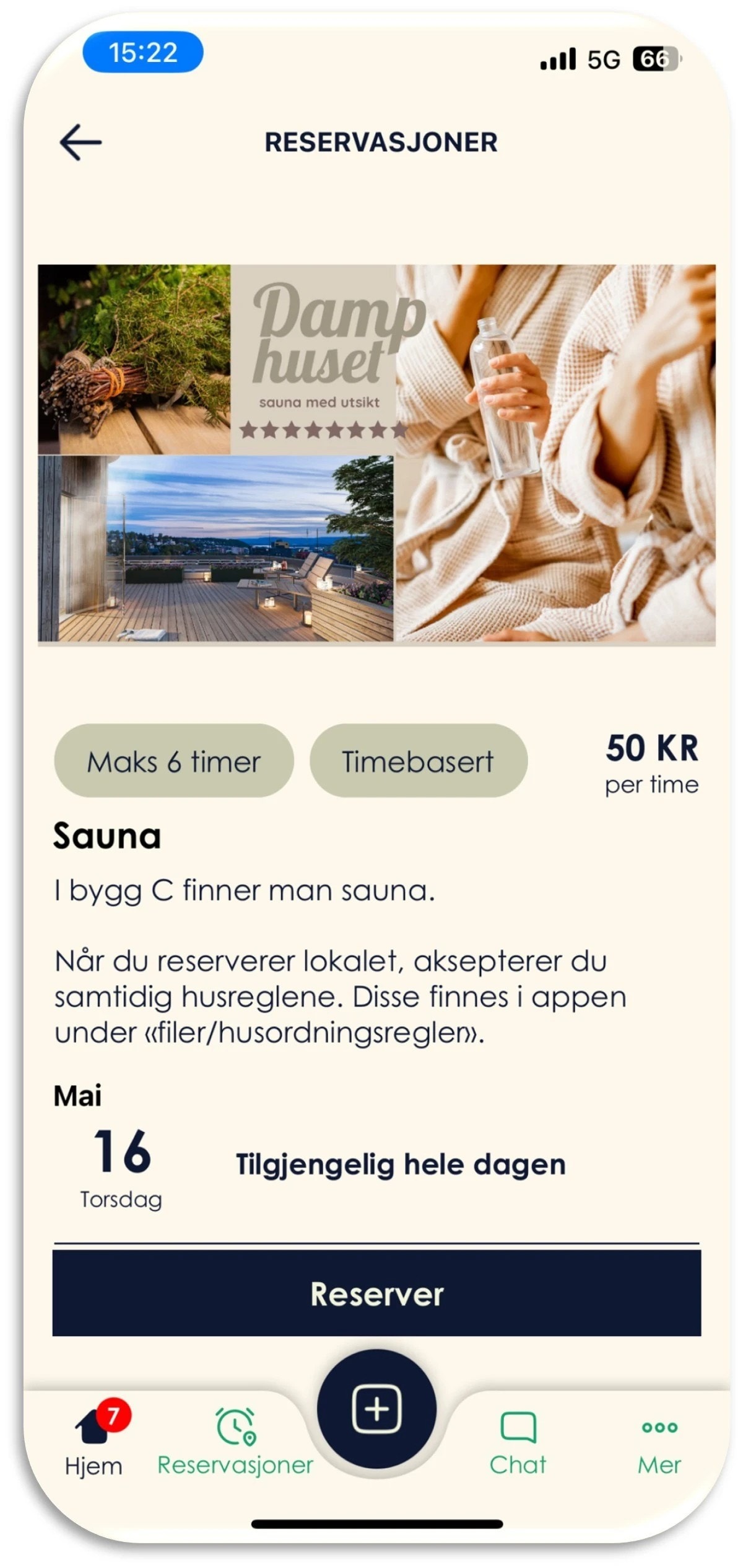 Sauna koster 50kr timen om det ikke brukes felles Galleribilde