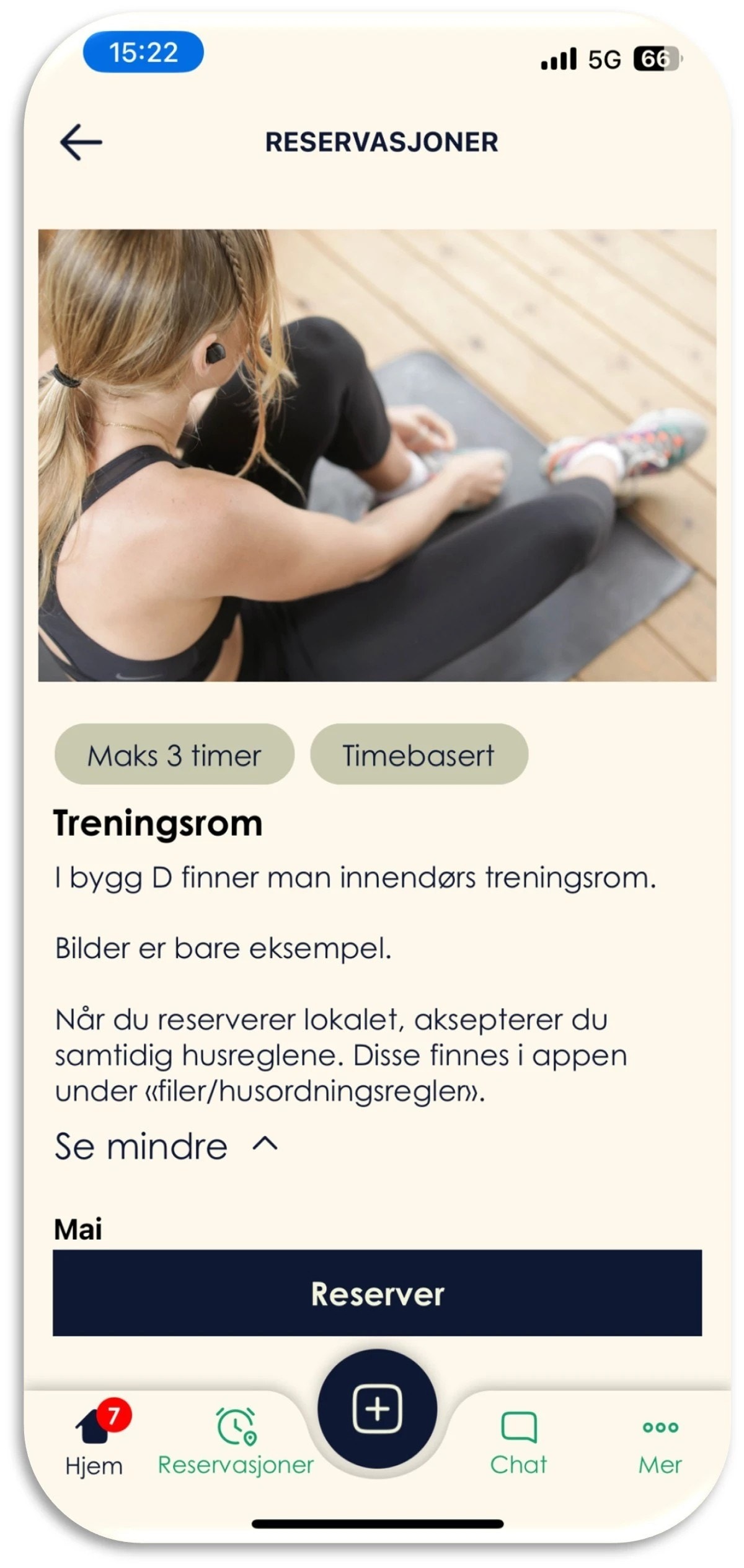 Treningsrom kan bookes gratis gjennom telefonen Galleribilde