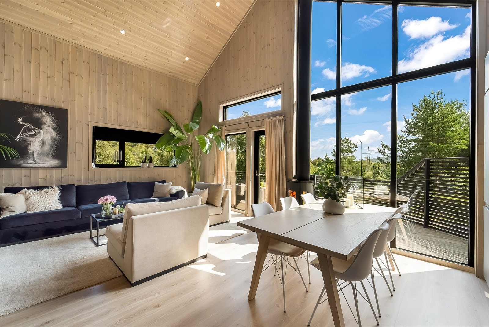 Fra stua er det utgang til en stor terrasse i front. Galleribilde