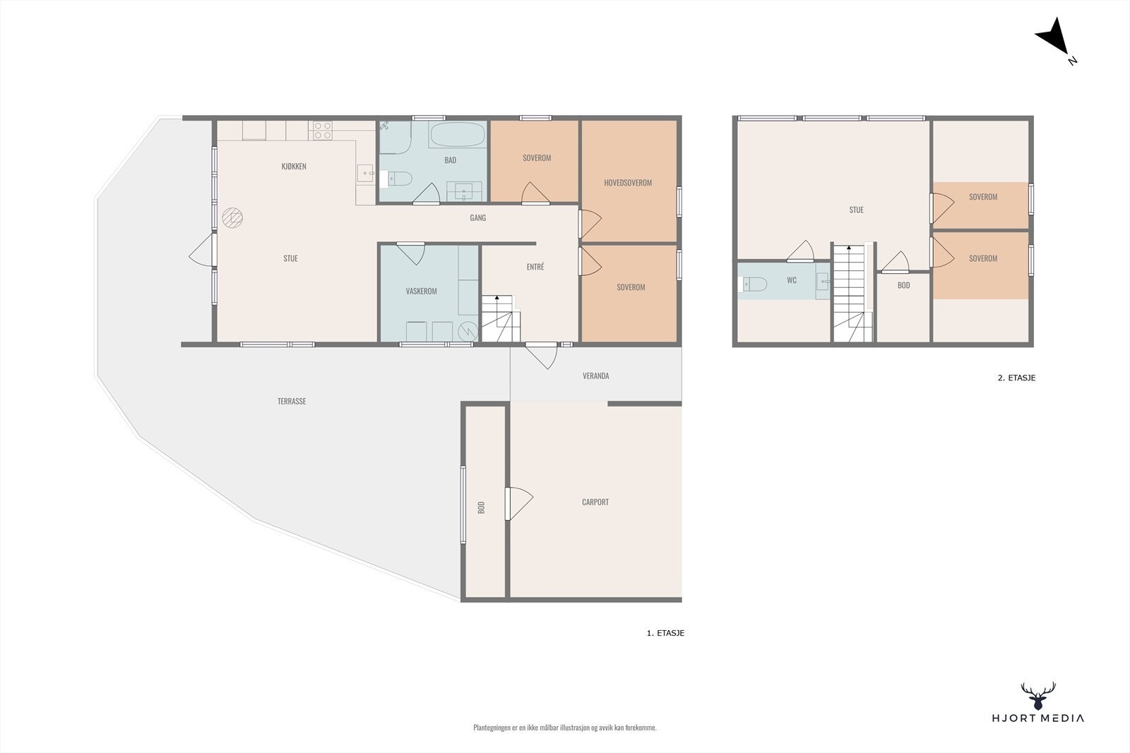 Plantegning begge etasjer. Galleribilde