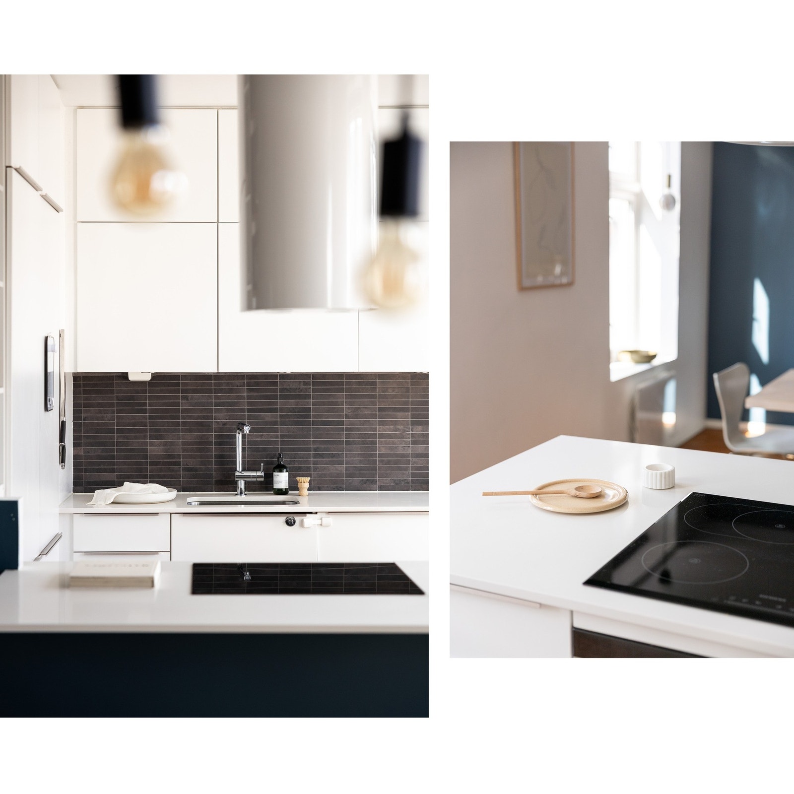 Det er integrert komfyr og nedfelt platetopp på kjøkkenøy, samt takhengt ventilator med kullfilter. Galleribilde