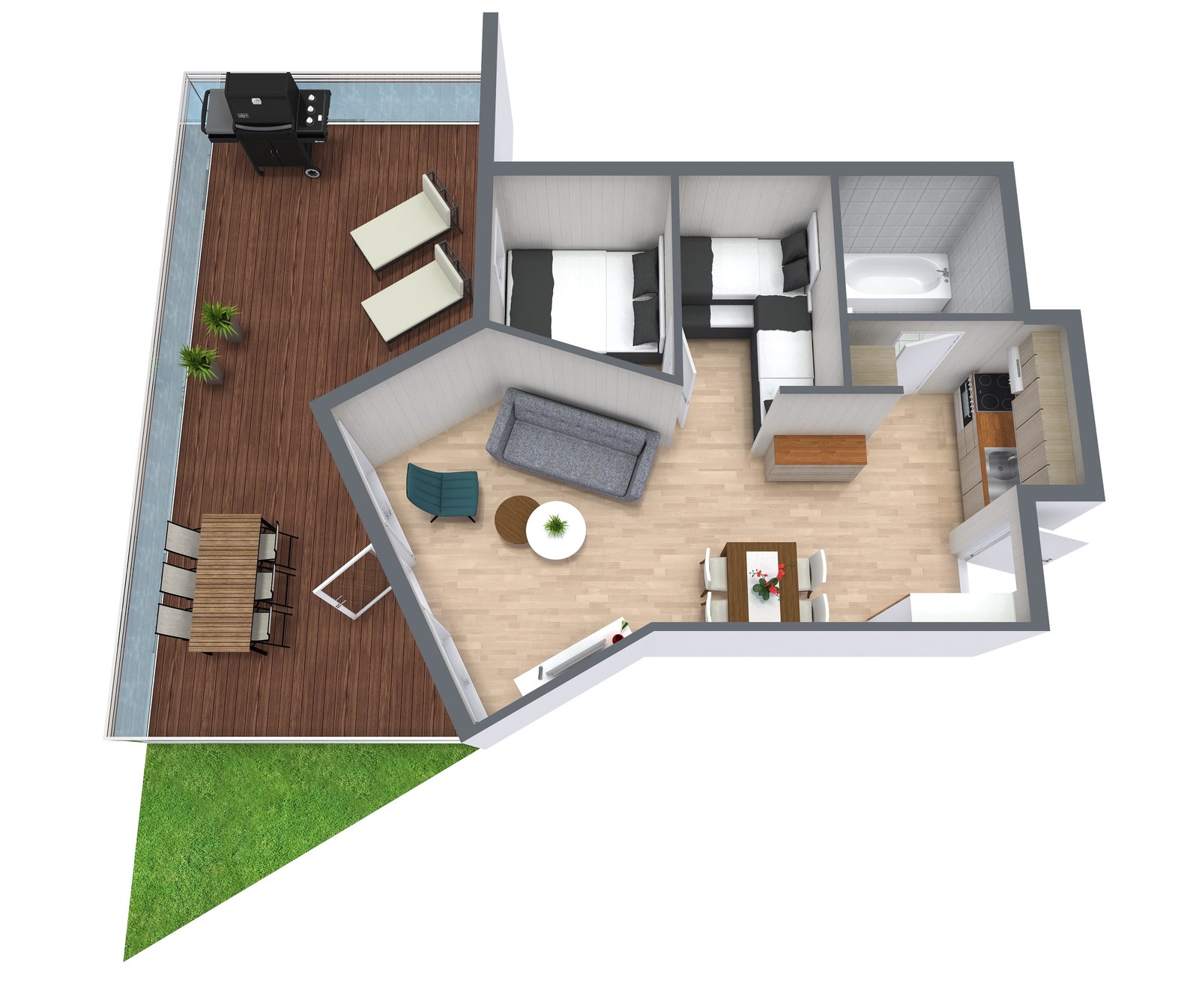 Alternativ planløsning med egen sovealkove. Galleribilde