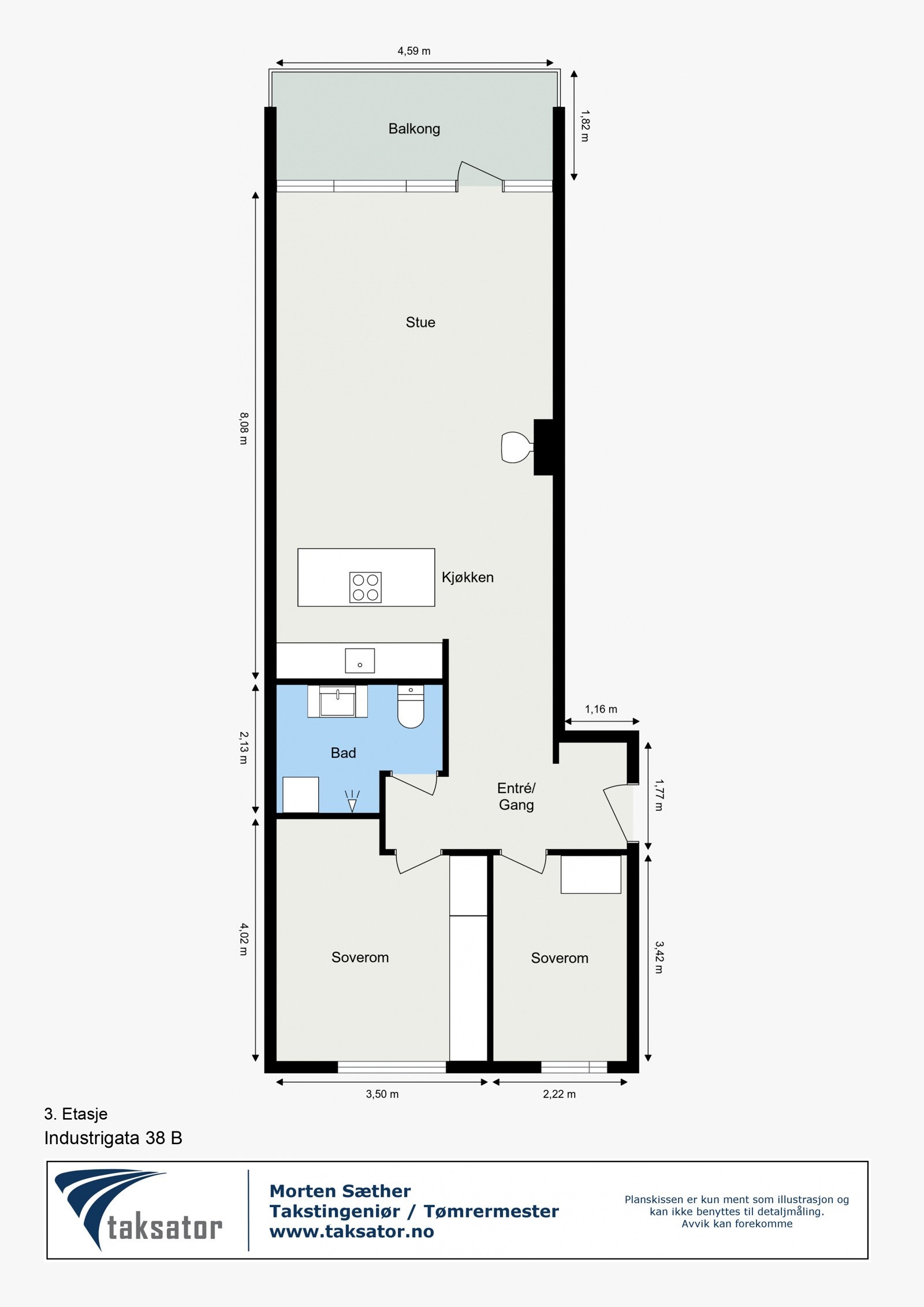 Plantegning - Industrigata 38B Galleribilde