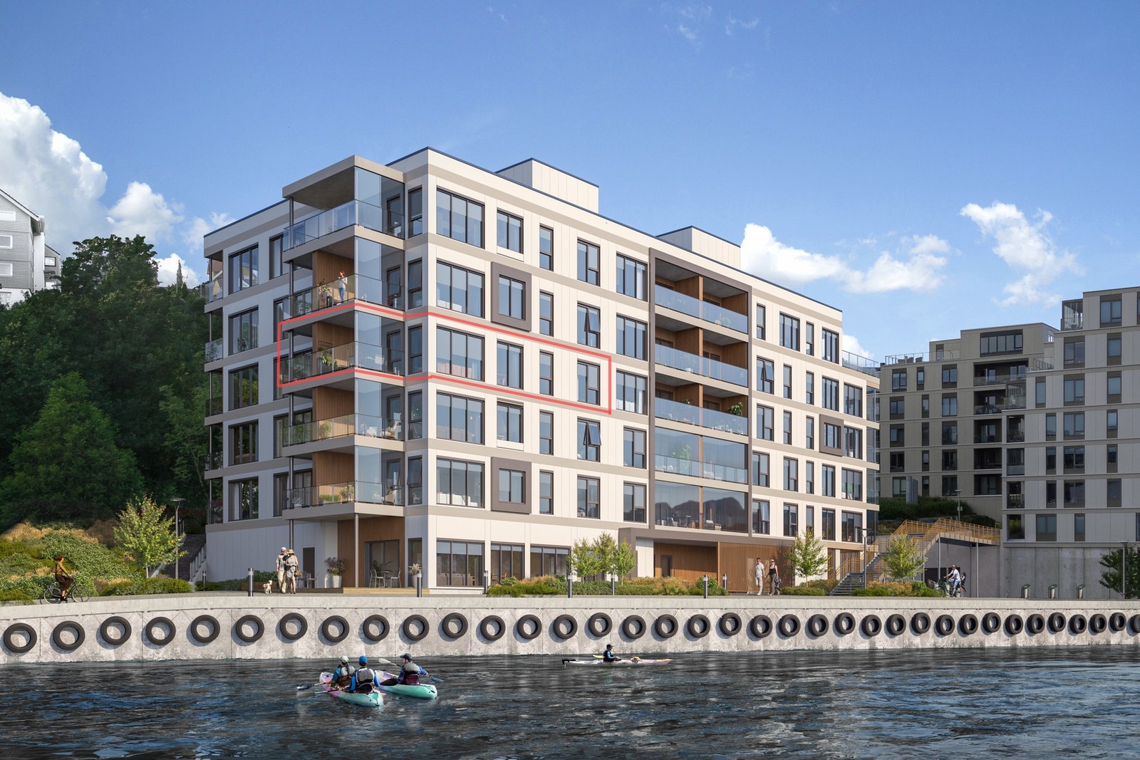 Nærmere sjøen kommer man omtrent ikke!
Det gjøres oppmerksom på at illustrasjoner kun er ment for å danne et inntrykk og vil avvike fra endelig leveranse Galleribilde