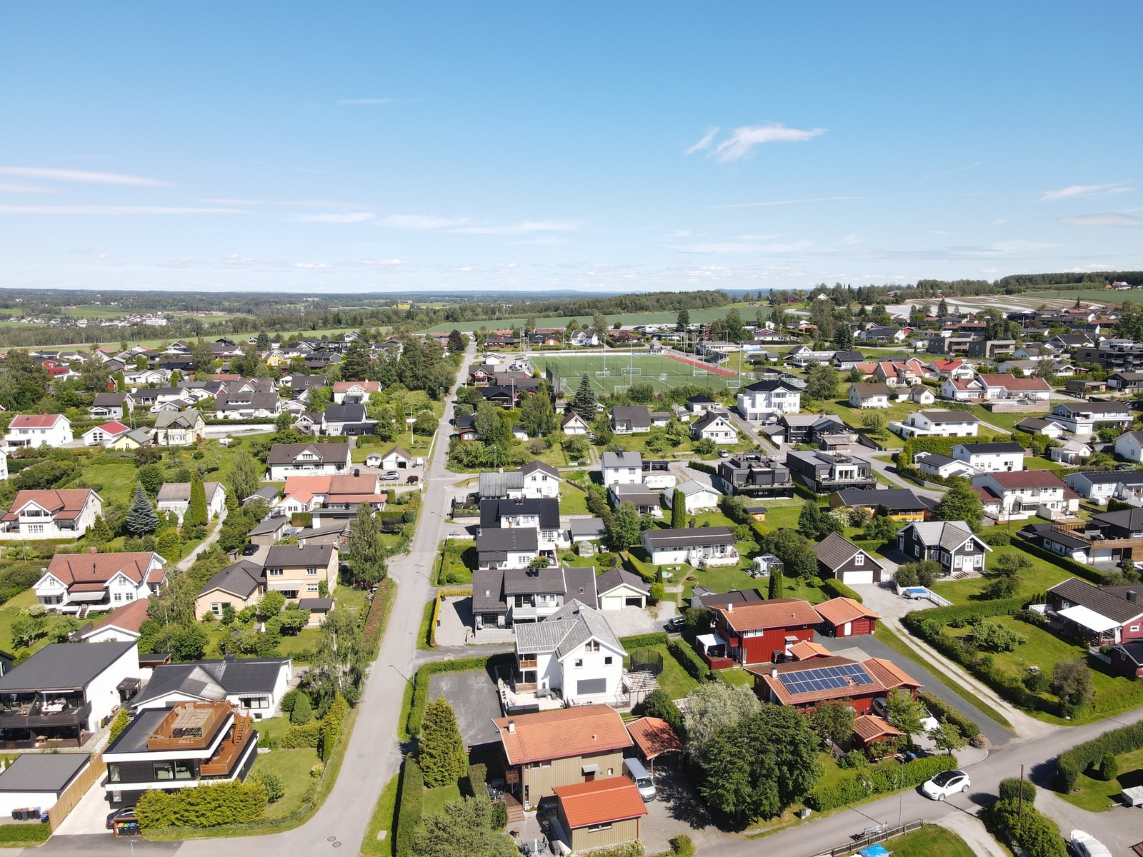 Dronefoto mot Ottestadbana Galleribilde