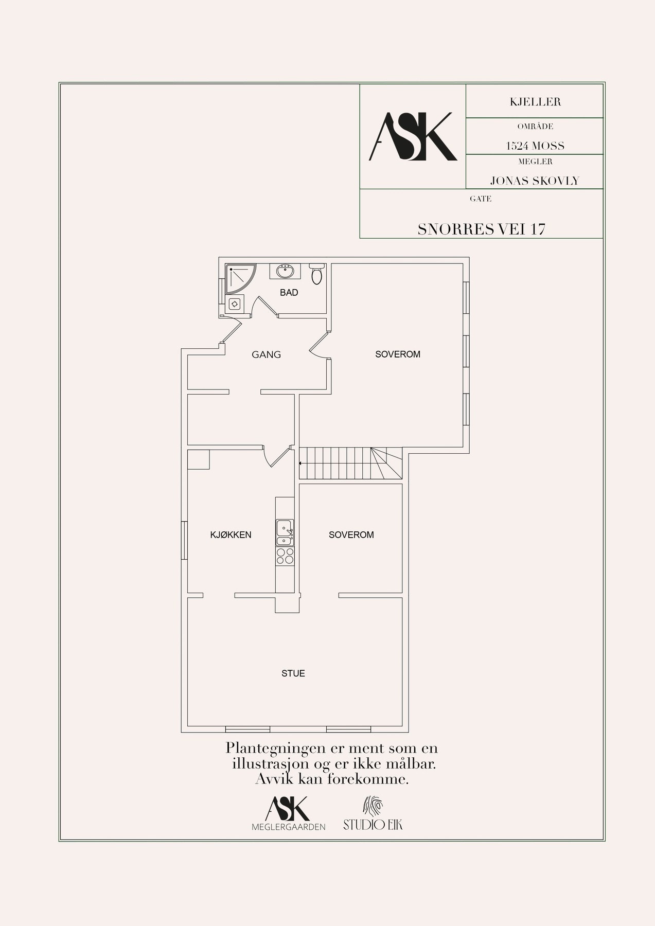 Planskisse kjeller - denne etasjen fungerer i dag som utleiedel Galleribilde