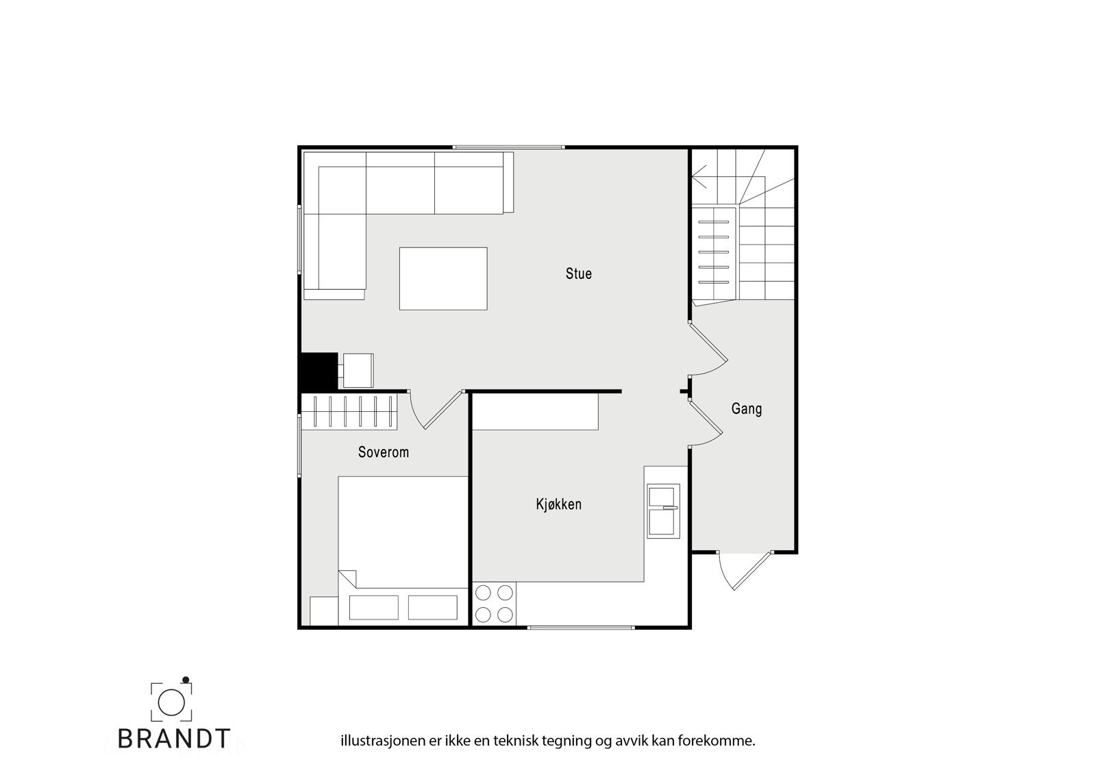 Plantegning hovedetasje leiligheten. Galleribilde
