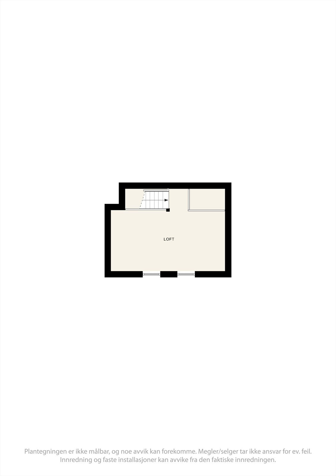 Plantegning av hems. Trapp opp fra stue. Galleribilde