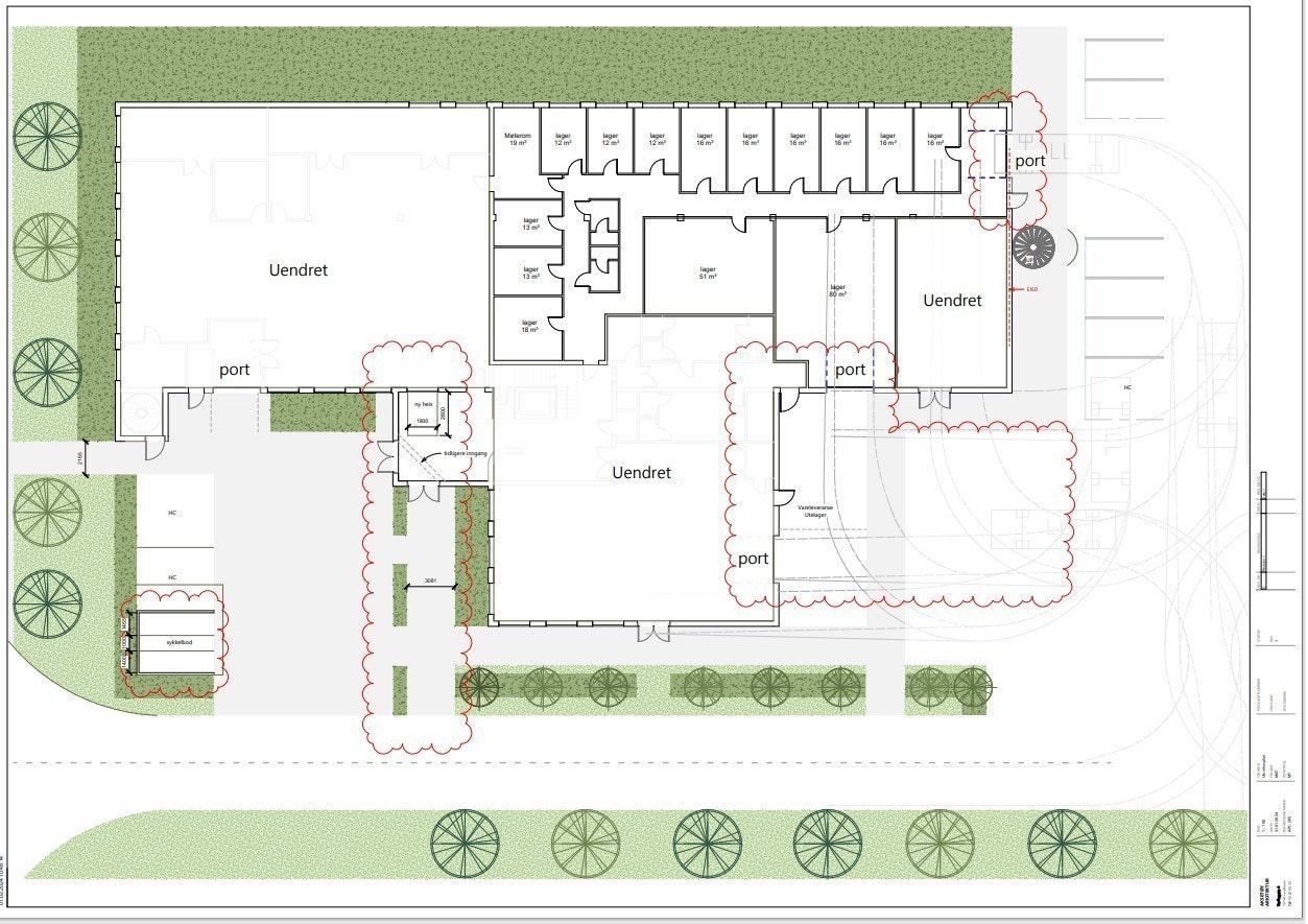Her skal det bygges lagerlokaler til leietakere. Planlagt påbegynt sommer 2024. Galleribilde