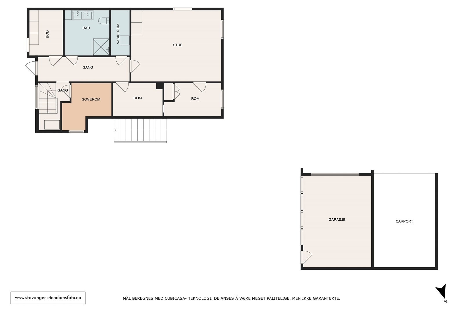Underetasje, samt garasje og carport. Galleribilde
