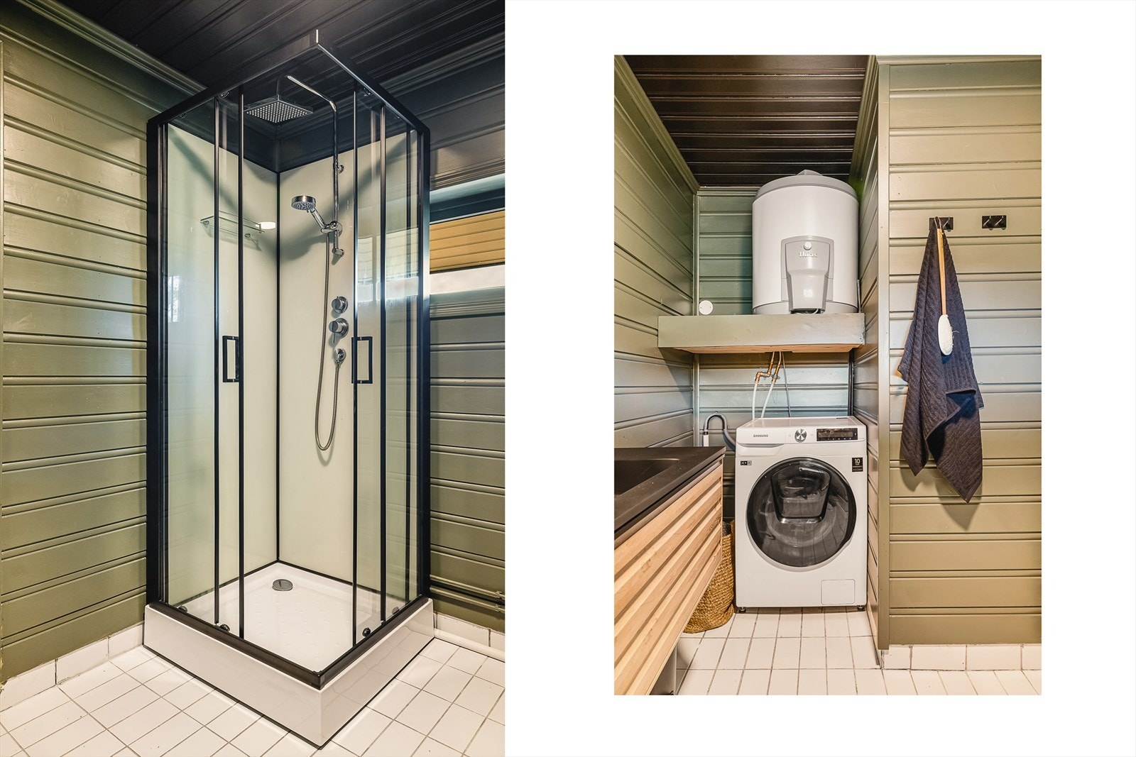 Badet er malt i en lun grønntone. Galleribilde