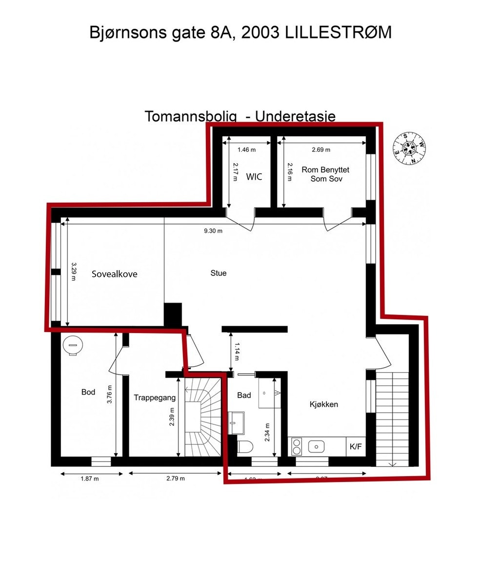 Utleiedelen er uthevet i rødt Galleribilde