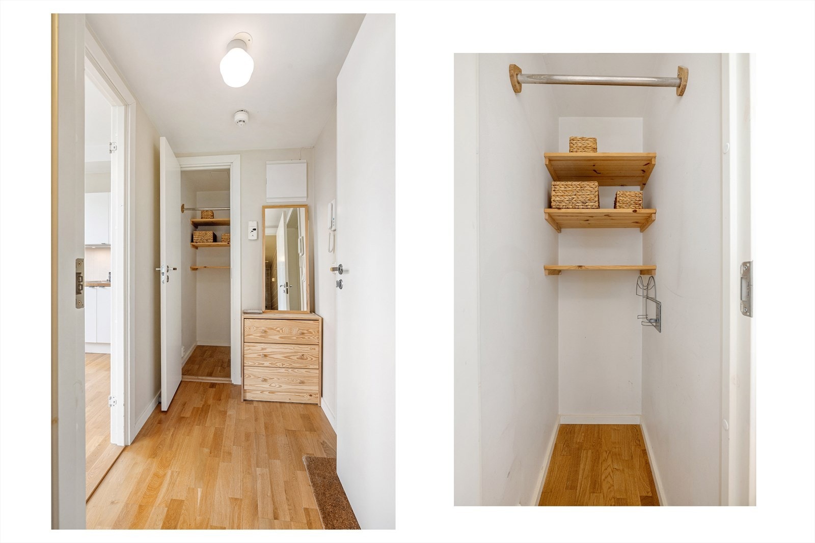 Fra gangen er det direkte tilknytning til en praktisk, innvendig bod for ytterligere oppbevaring. Galleribilde