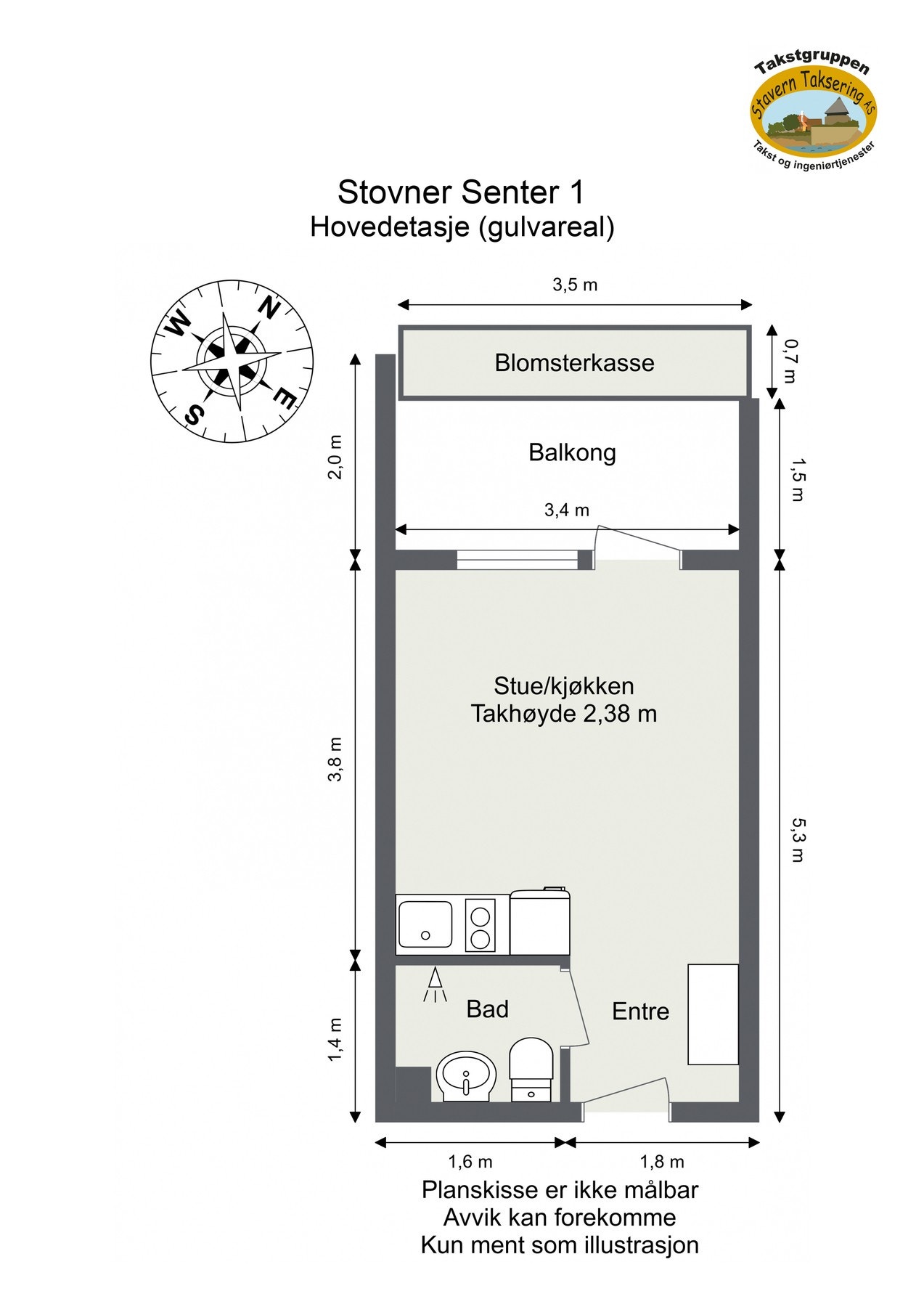 Plantegning med mål. Galleribilde