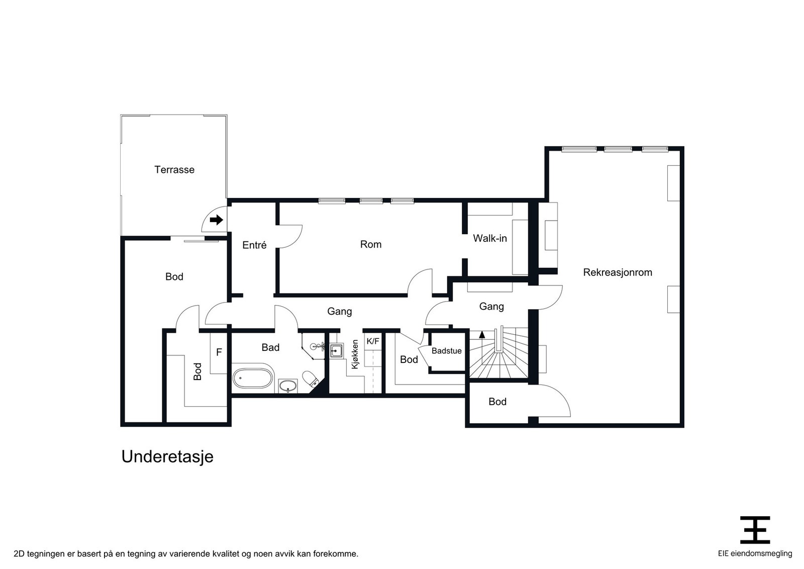 Planskisse underetasje. Rekreasjonsområde = kjellerstue. Galleribilde
