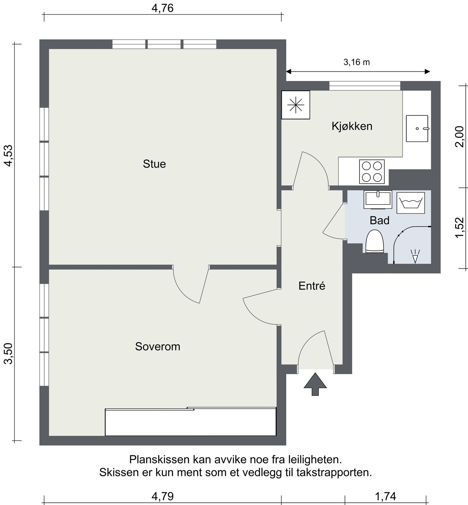 Før vi går videre er det greit med en liten oversikt. I tillegg medfølger det en bod i kjeller på ca. 5 kvm. Galleribilde
