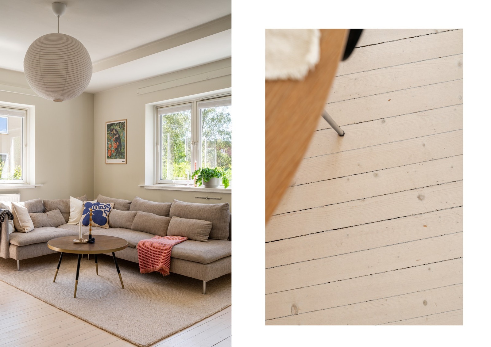 Det lekre, originale tregulvet ble slipt og lakkert i 2020. Galleribilde