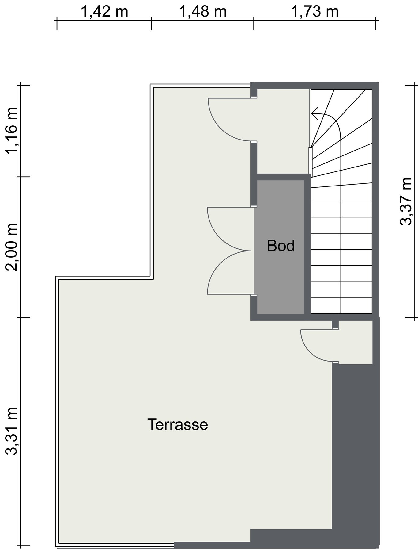 Plantegning takterrasse. Galleribilde