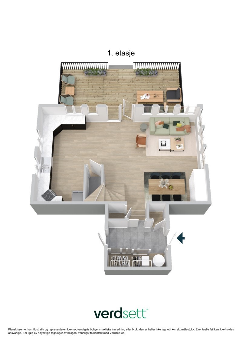 3D - Plantegning 1 etasje Galleribilde