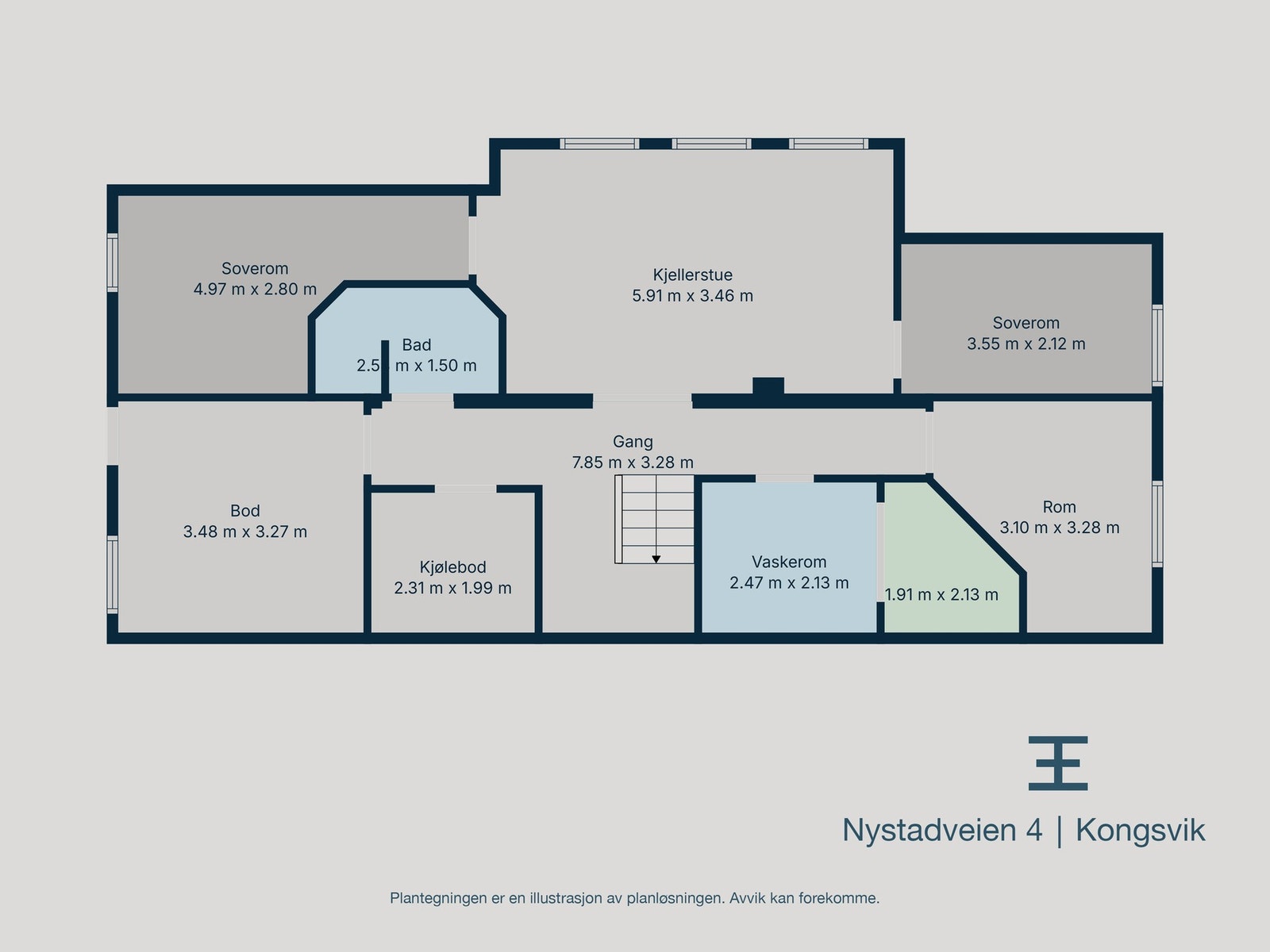 Plantegning kjelleretasje Galleribilde