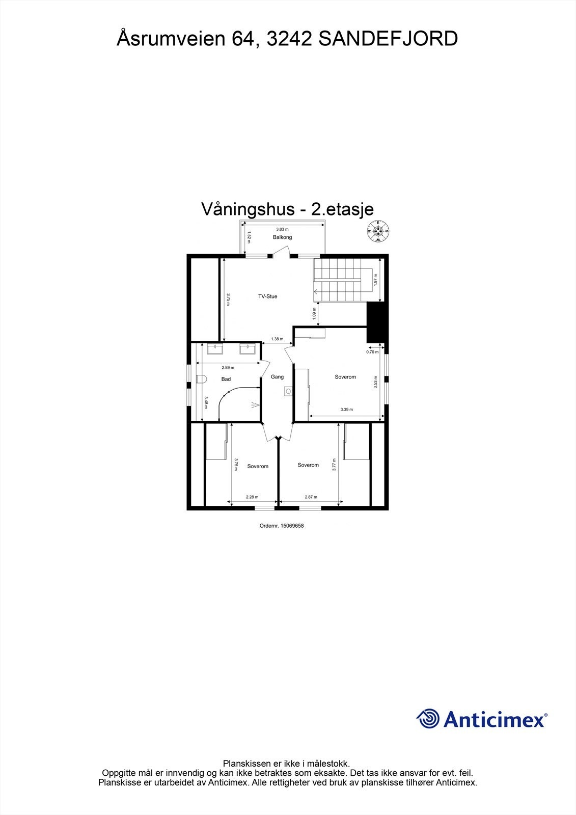 Plantegning 2.etasje i våningshuset Galleribilde