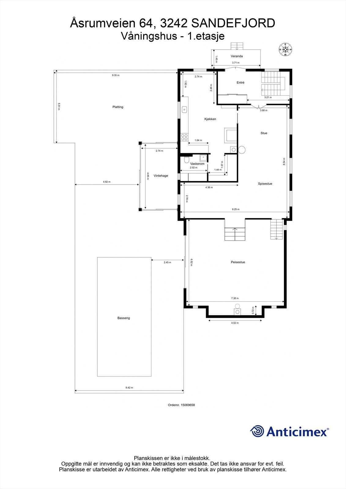 Plantegning 1.etasje i våningshuset Galleribilde