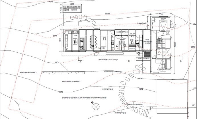 Godkjent hytteprosjekt plan 1. etg. Galleribilde