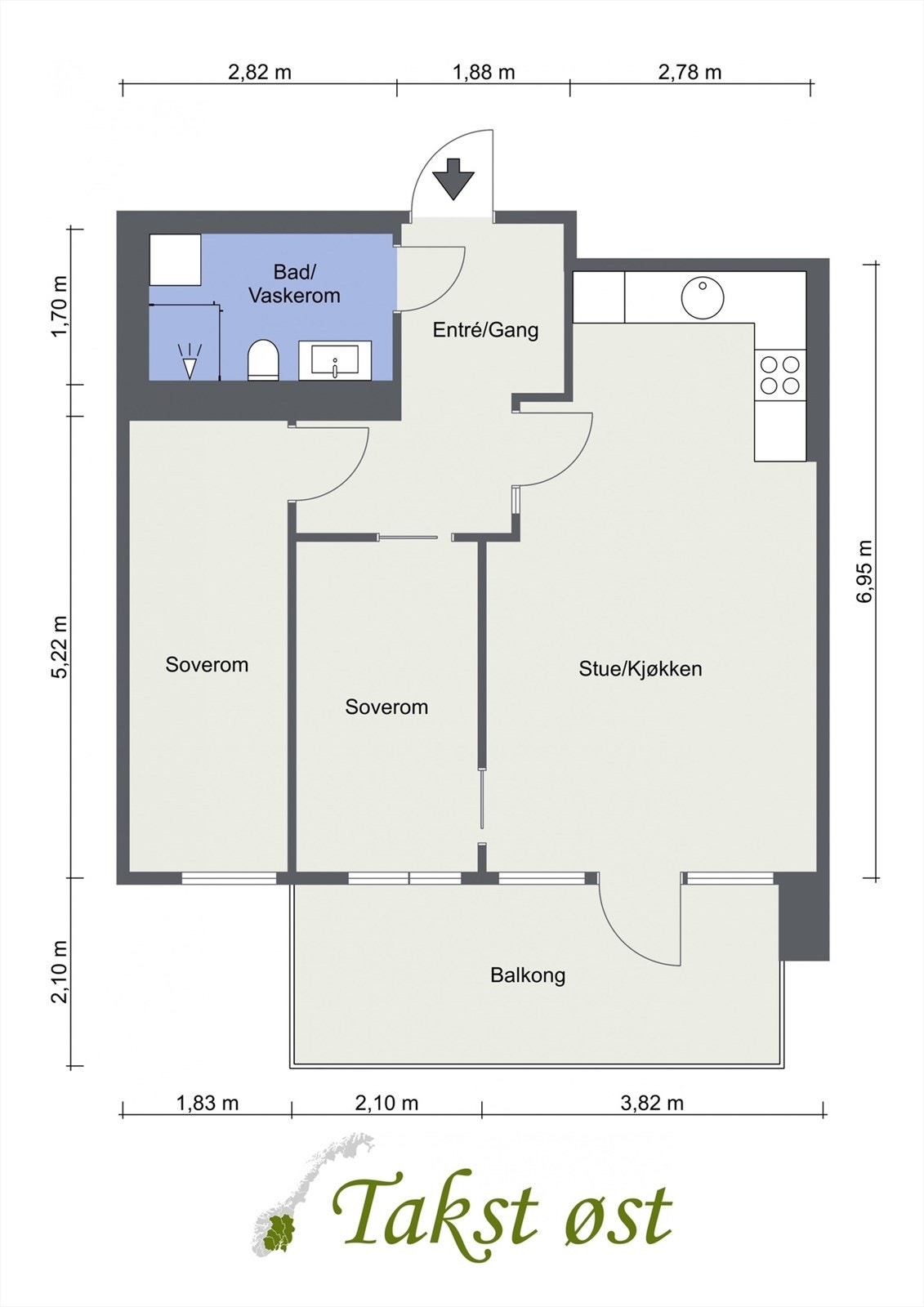 Målsatt plantegning Galleribilde
