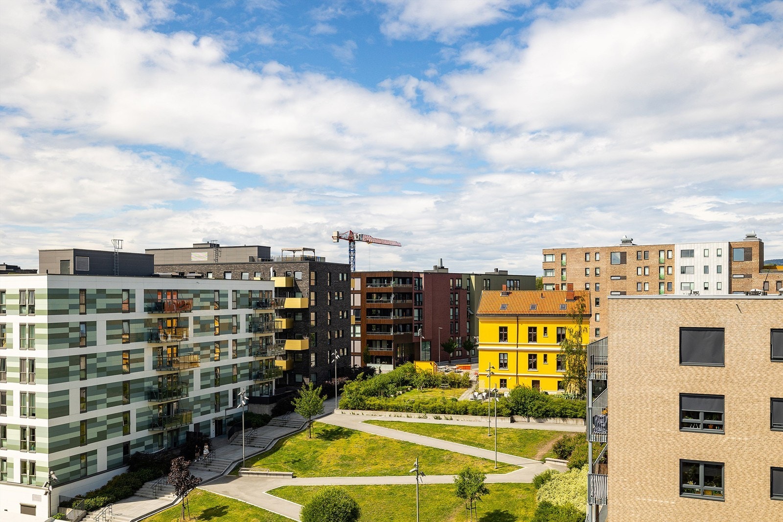 Fri og vidstrakt utsikt fra takterrassen over nærområdet Galleribilde