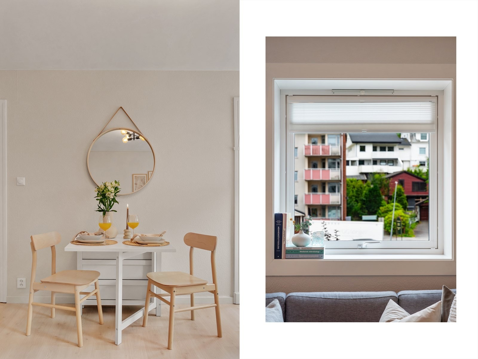 - Stuen er utstyrt med stilrene og funksjonelle plisségardiner - Galleribilde