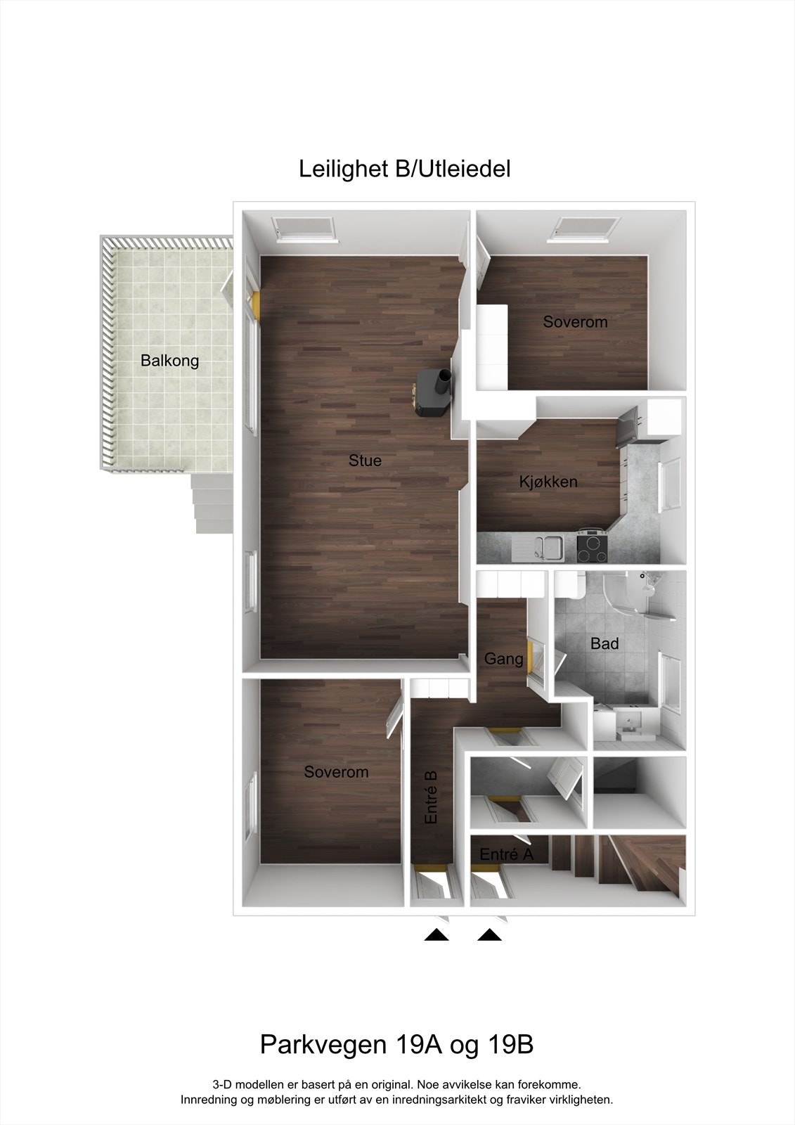 Planskisse 1. etasje. Det bemerkes at rombenevnelsen er basert på dagens bruk og gjenspeiler ikke hva som er godkjent iht. tegninger hos kommunen. Galleribilde