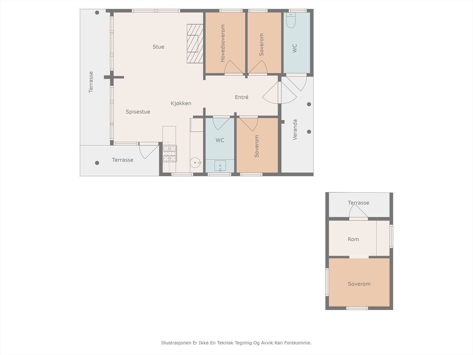 Plantegning av hytta og annekset. Galleribilde