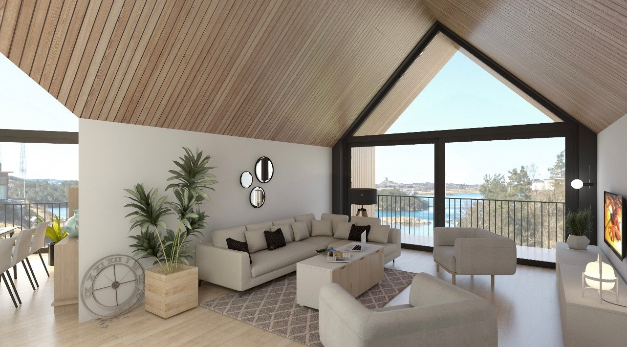 Illustrasjonsfoto av hytten som er tegnet inn på tomten Galleribilde