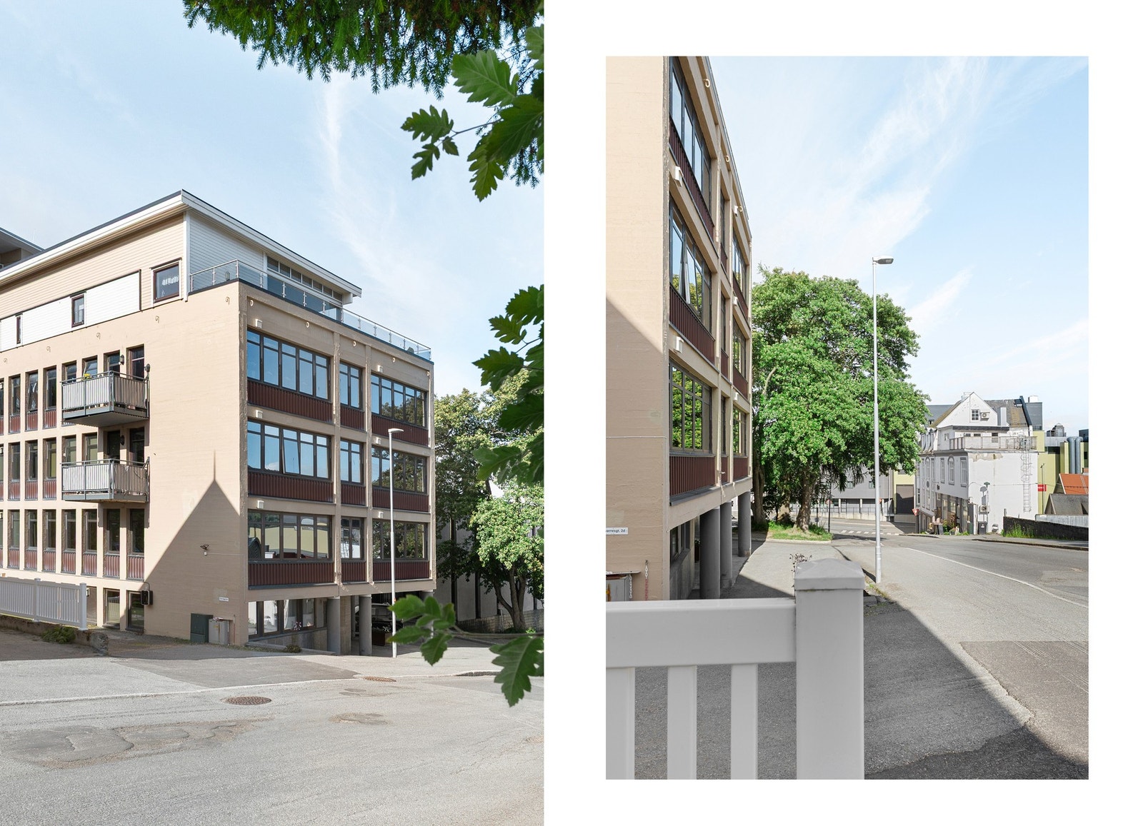 Leiligheten har god plassering i byen, litt tilbaketrukket fra trafikkert gate og kort vei til sentrum Galleribilde