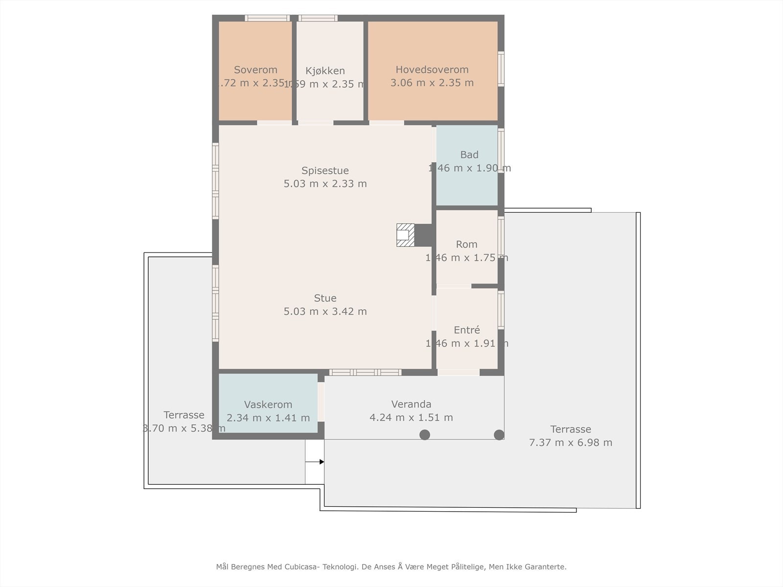 Plantegning hytte. Galleribilde