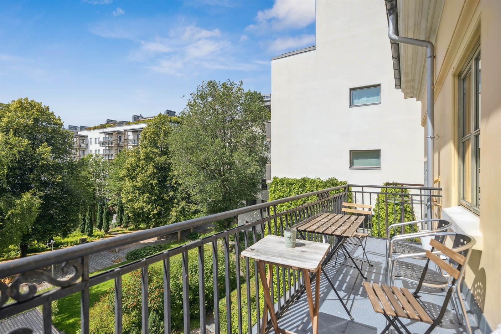 En av byggets flotte fellesbalkonger. Galleribilde