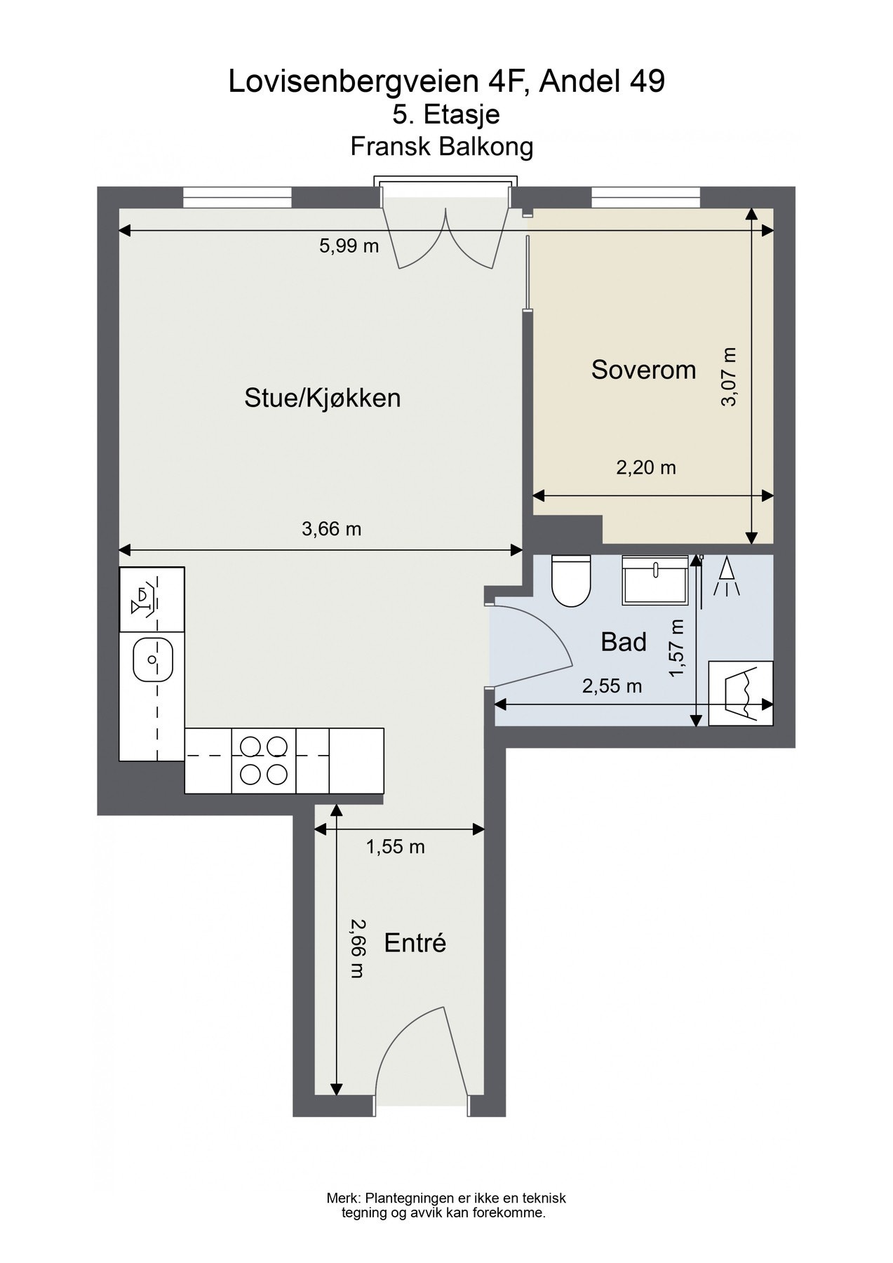 Leiligheten ligger i 5. etasje/øverste etasje med heisadkomst til etasjeplan. Galleribilde