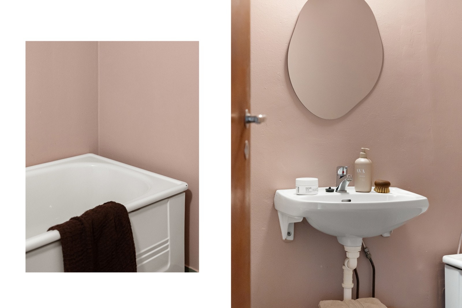 Eldre baderom, men med et sjarmerende uttrykk og fargevalg. Galleribilde